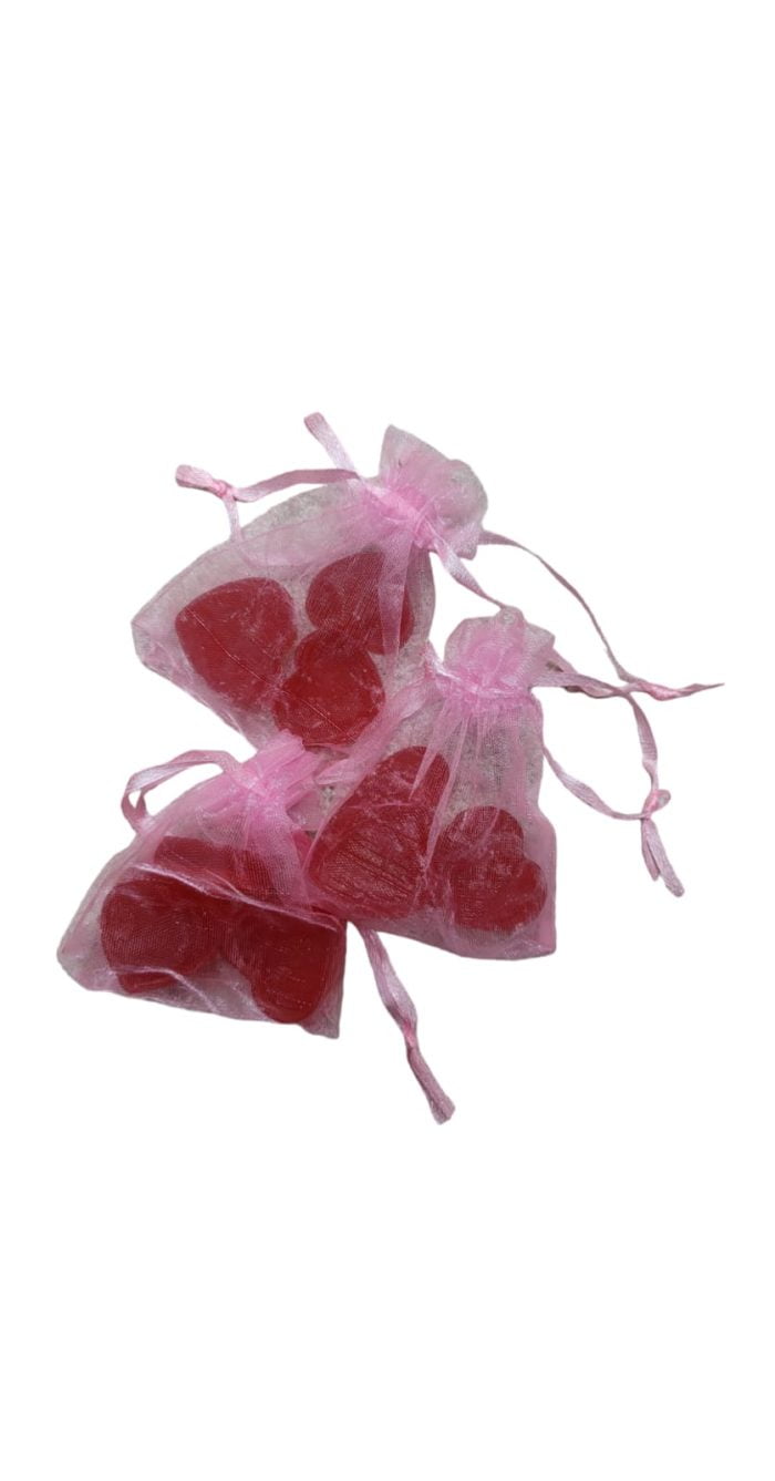 3 jabones corazón con bolsita