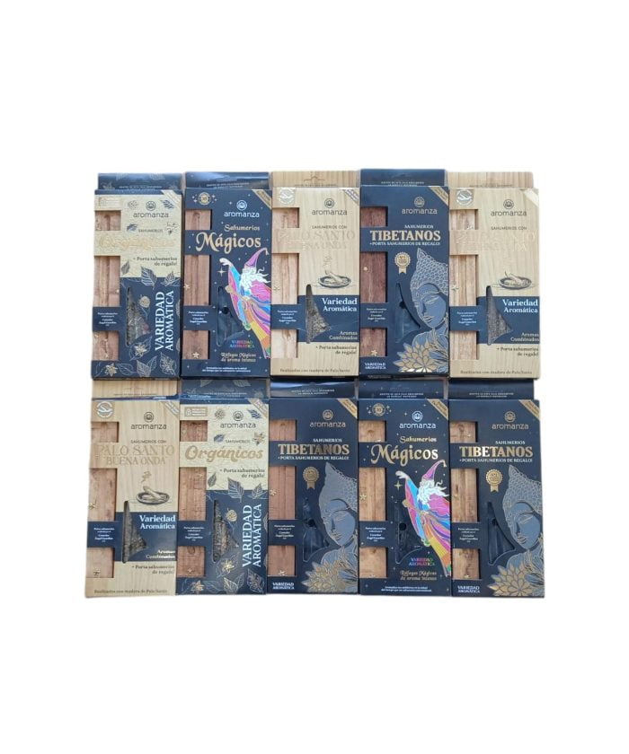 10 Cajas Pack Sahumerios + Porta sahumerios Aromanza