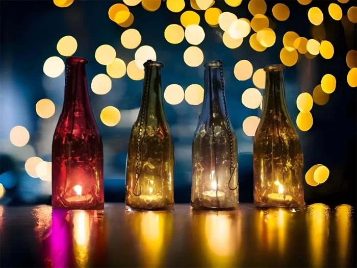 Porta velas botella