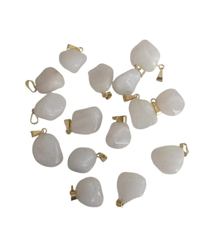 Dije colgante dorado cuarzo blanco