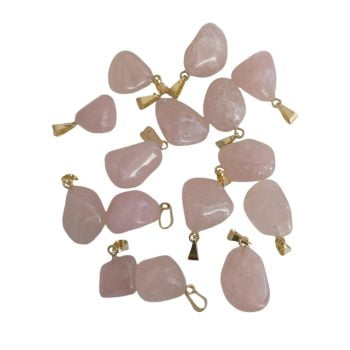 Dije colgante dorado cuarzo rosa
