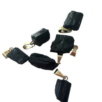 Dije colgante dorado Turmalina negra