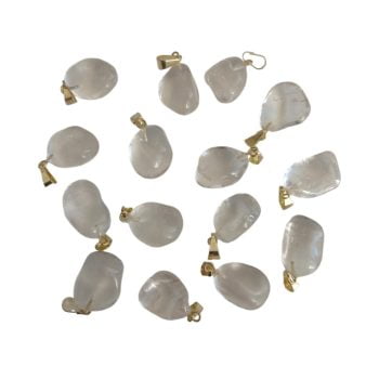 Dije colgante dorado cuarzo cristal