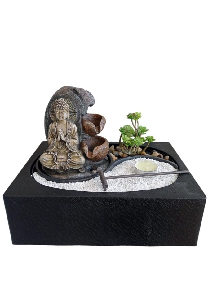 Fuente de agua Buda jardín zen