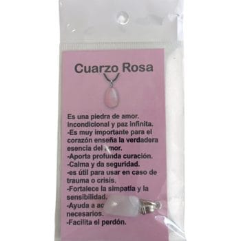 Dije de cuarzo rosa con explicación