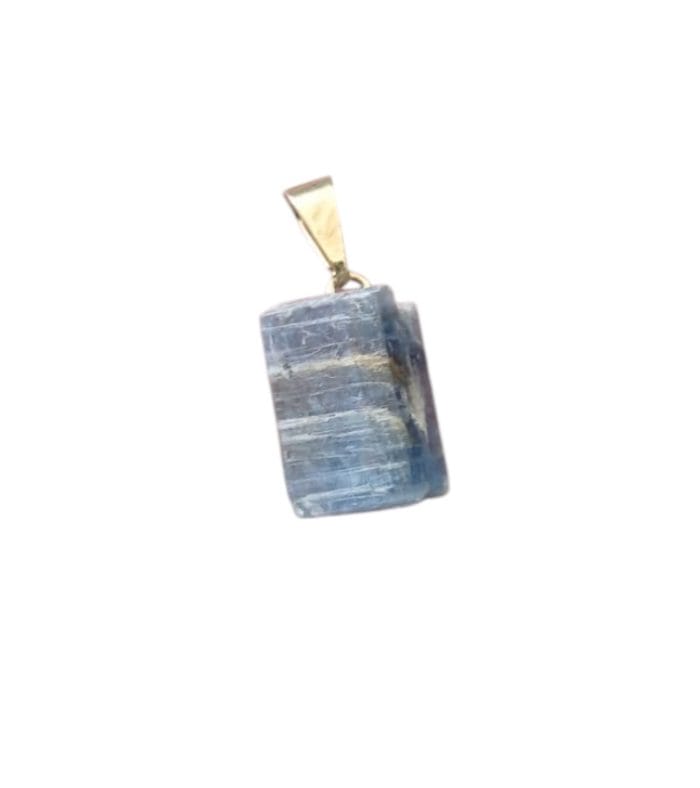 Dije en bruto cianita azul colgante dorado