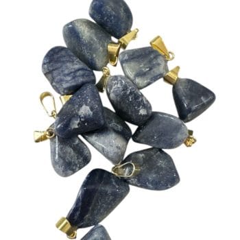 Dije colgante dorado cuarzo azul