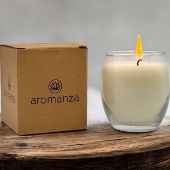 Vela de cera en vaso esfera Aromanza