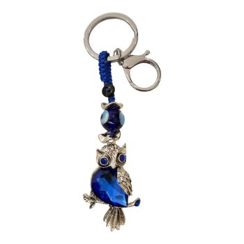 Llavero lechuza con gema azul