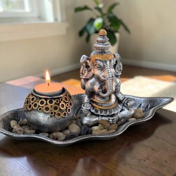 Porta vela Ganesh en hoja