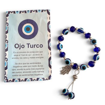 Pulsera mano plateada con ojos