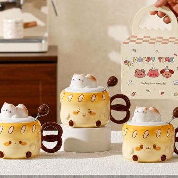 Taza gatito espuma con cucharita (PREVENTA)