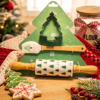 Set cortante + palo amasar + espatula navidad (PREVENTA)